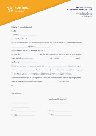 Carta de Promoción al Empleado - PDF Templates