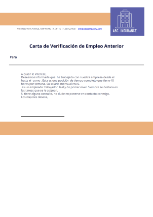 Carta de verificación de empleo anterior - PDF Templates