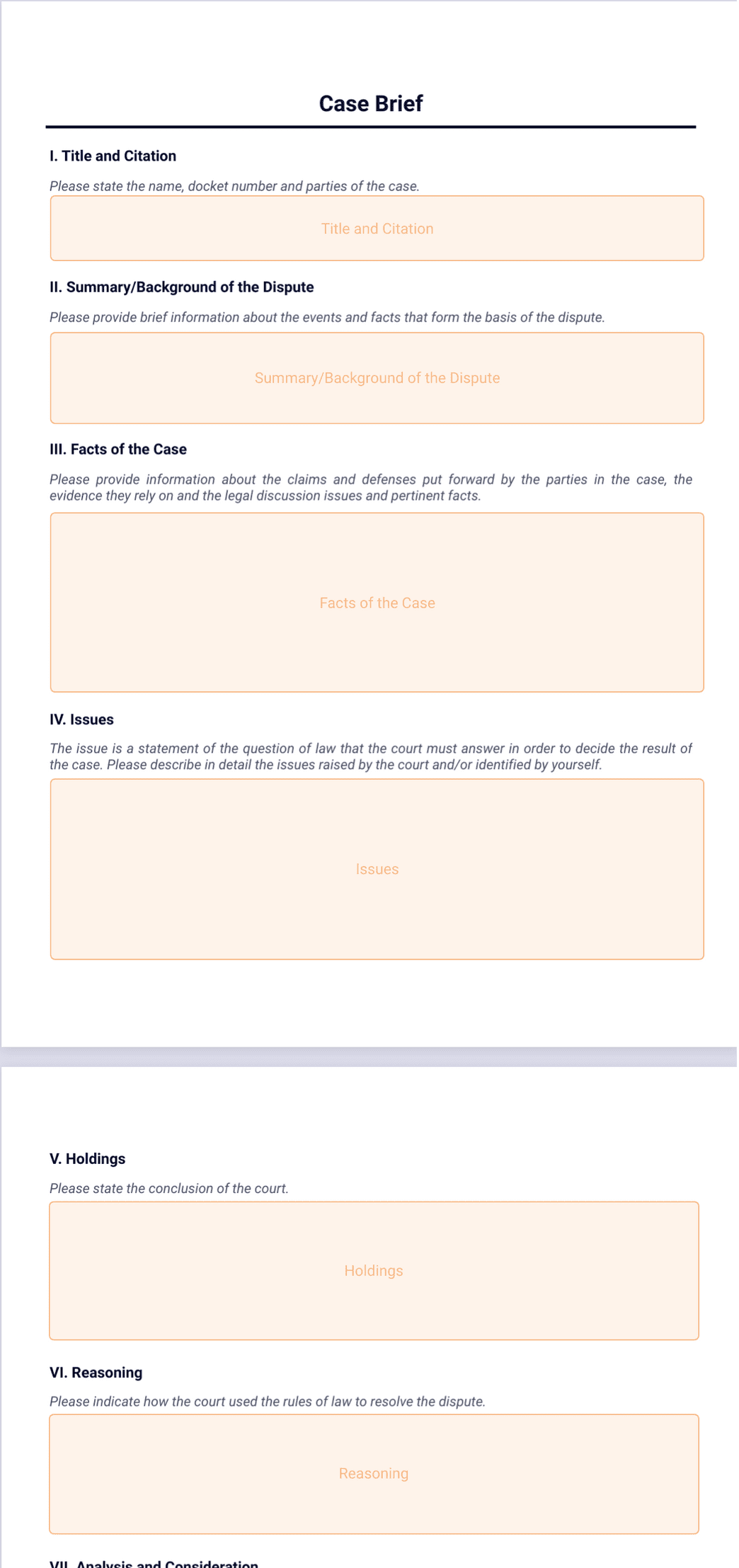 Case Brief Template - PDF Templates | Jotform