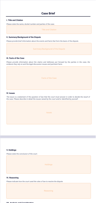 Case Brief Template - PDF Templates