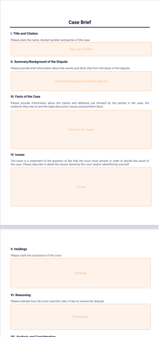 Case Brief Template - Sign Templates
