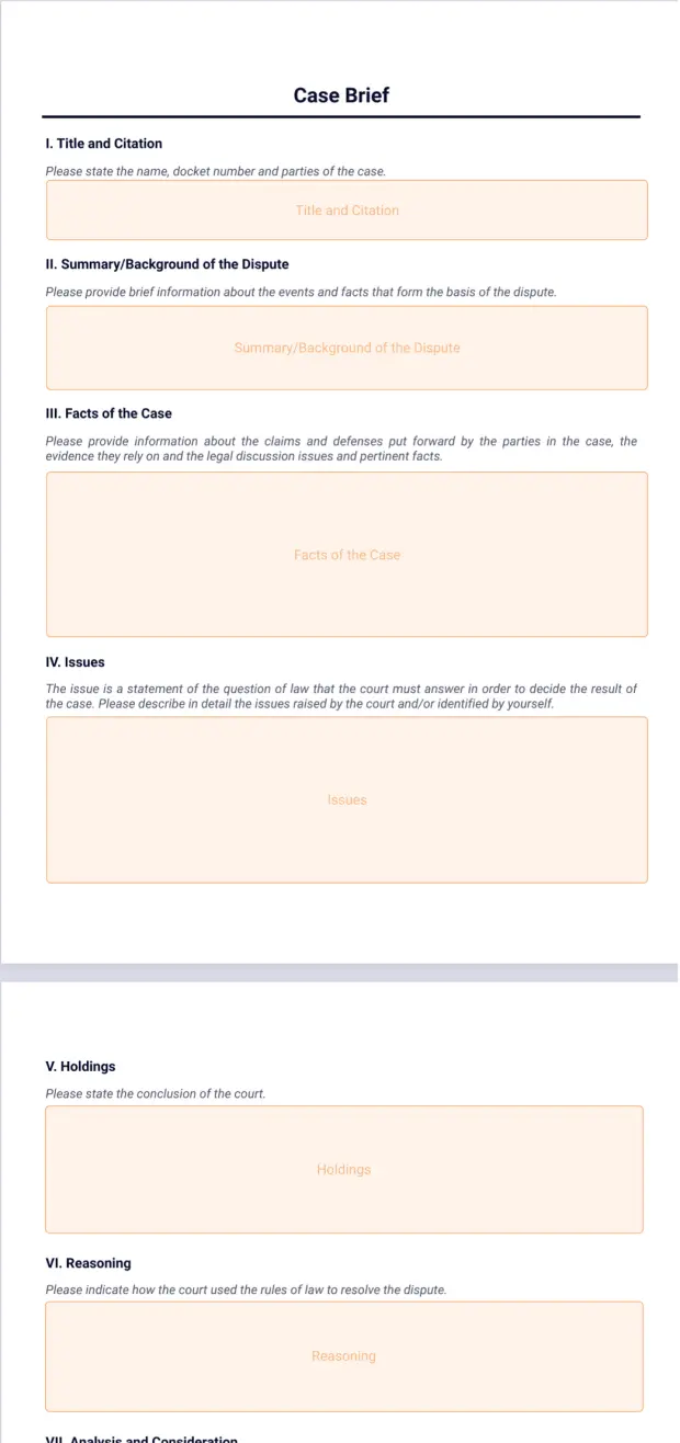 Case Brief Template