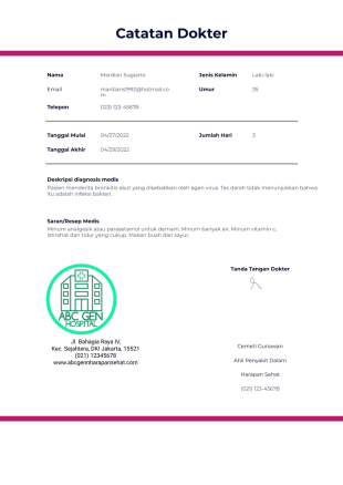 Catatan Dokter Template PDF