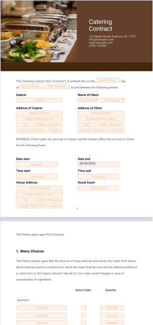 Catering Contract PDF Template