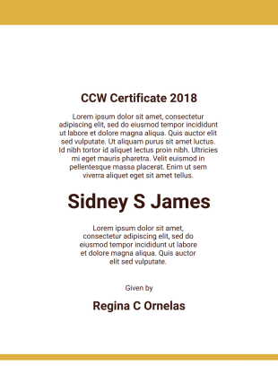 CCW Certificate Template - PDF Templates