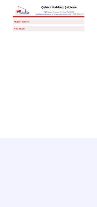 Çekici Makbuz Şablonu - PDF Templates