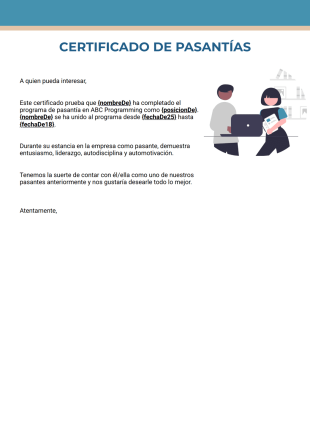 Certificado de Pasantías - PDF Templates