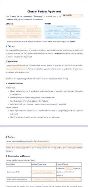 Channel Partner Agreement Template - PDF Templates