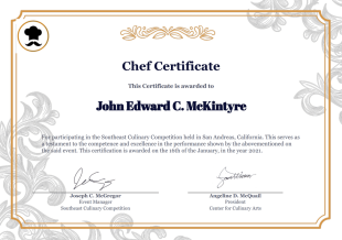 Chef Certificate Template - PDF Templates