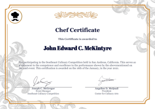 Chef Certificate Template - PDF Templates