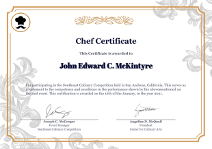 Chef Certificate Template - PDF Templates