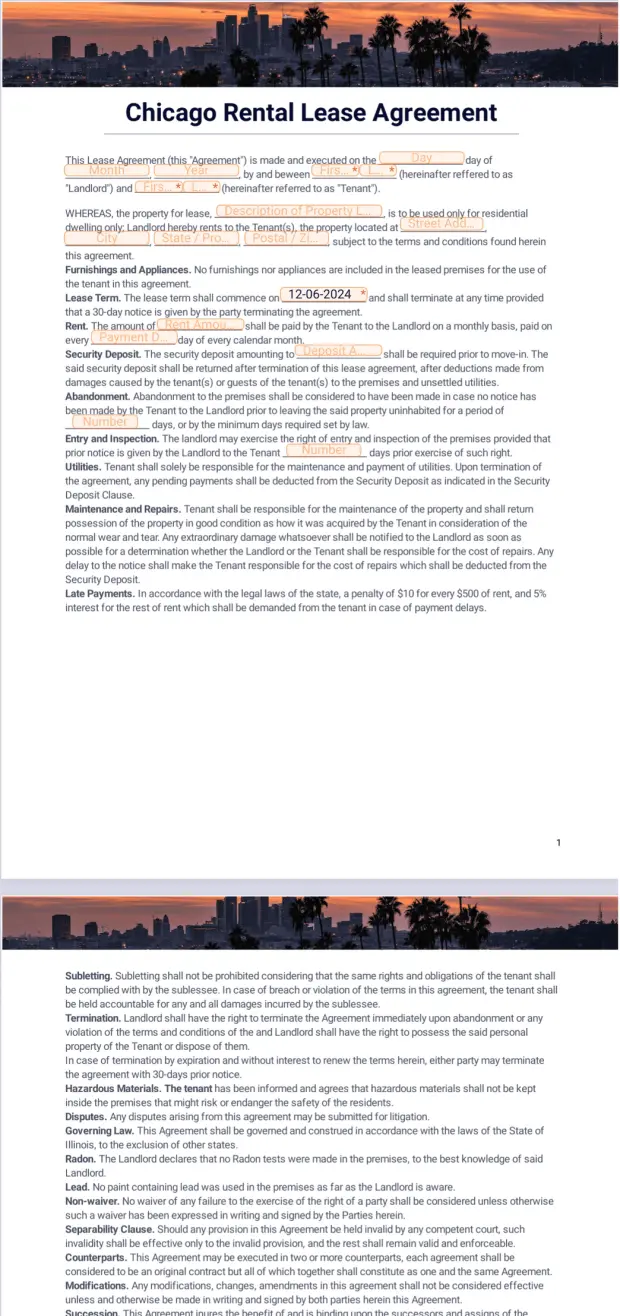 Chicago Rental Lease Agreement