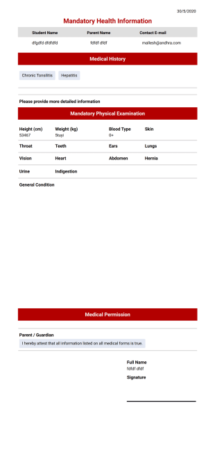 Child Medical History Template - PDF Templates