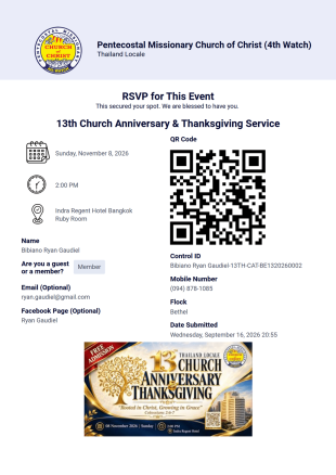 Church Anniversary RSVP PDF Template