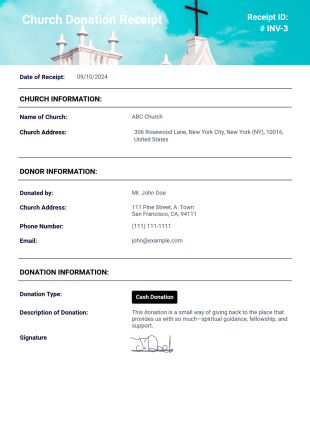 Church Donation Receipt Template - PDF Templates