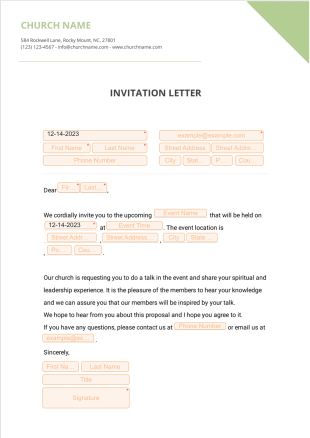 Church Invitation Letter - Sign Templates