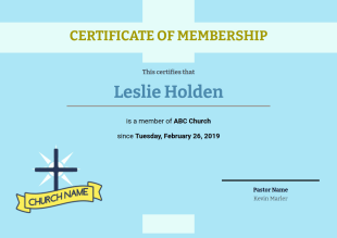 Church Membership Certificate PDF Template