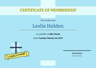 Church Membership Certificate - PDF Templates