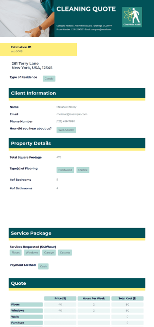 Cleaning Quote Template - PDF Templates