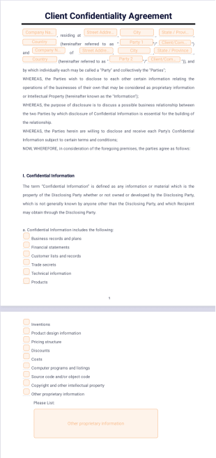 Client Confidentiality Agreement PDF Template