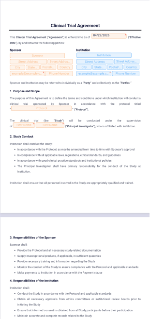 Clinical Trial Agreement Template - PDF Templates