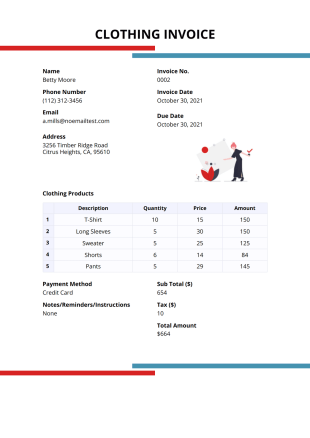 Clothing Invoice PDF Template