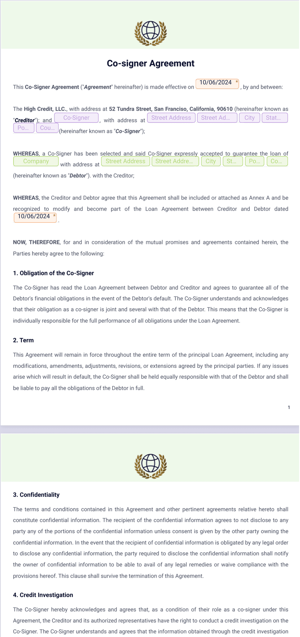 Image 8 for Cosigner Loan Agreement Template