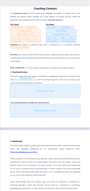 Coaching Contract PDF Template