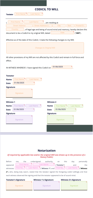 Codicil to Will PDF Template
