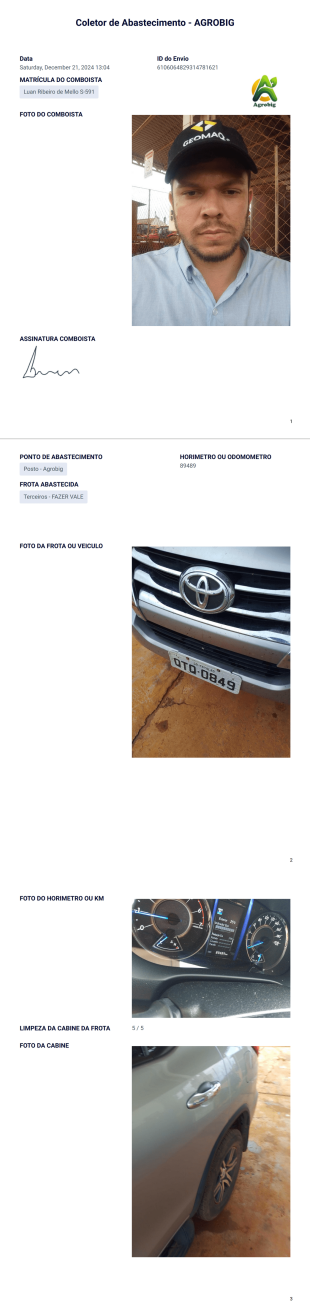 Coletor Abastecimento Modelo de PDF