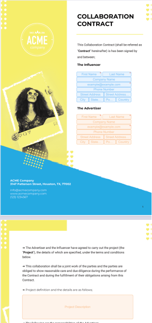 Collaboration Contract - Sign Templates