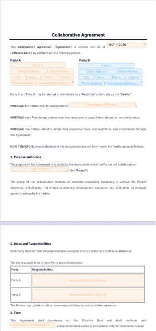 Collaborative Agreement Template - PDF Templates