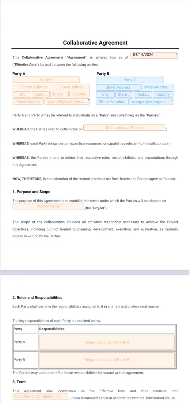 Collaborative Agreement Template