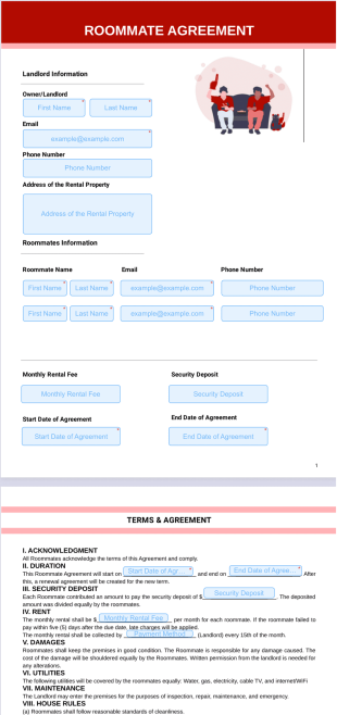 College Room Agreement Template - PDF Templates