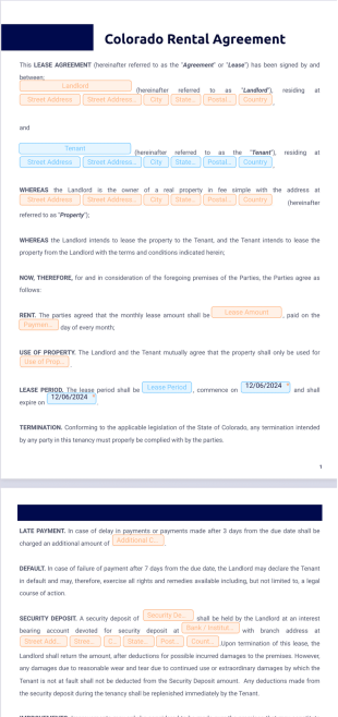 Colorado Rental Agreement PDF Template