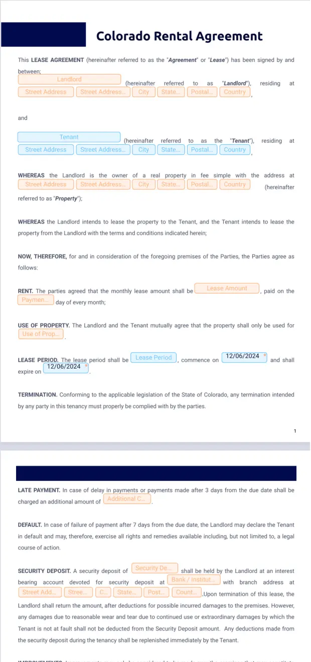 Colorado Rental Agreement