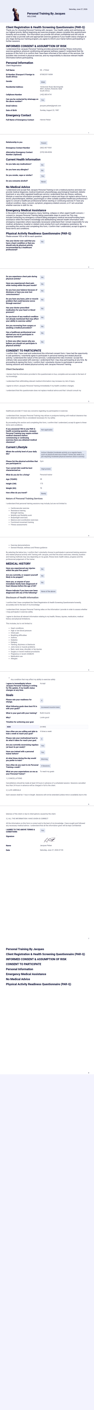 Combined Client Registration Form PDF Template