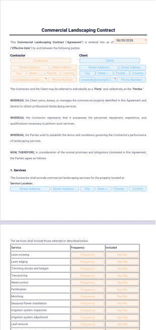 Commercial Landscaping Contract Template - PDF Templates