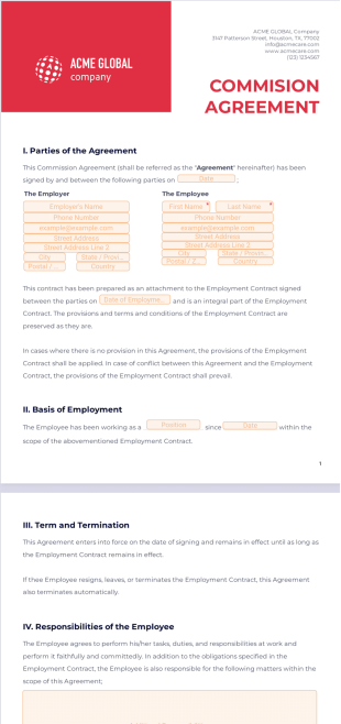 Commission Agreement PDF Template