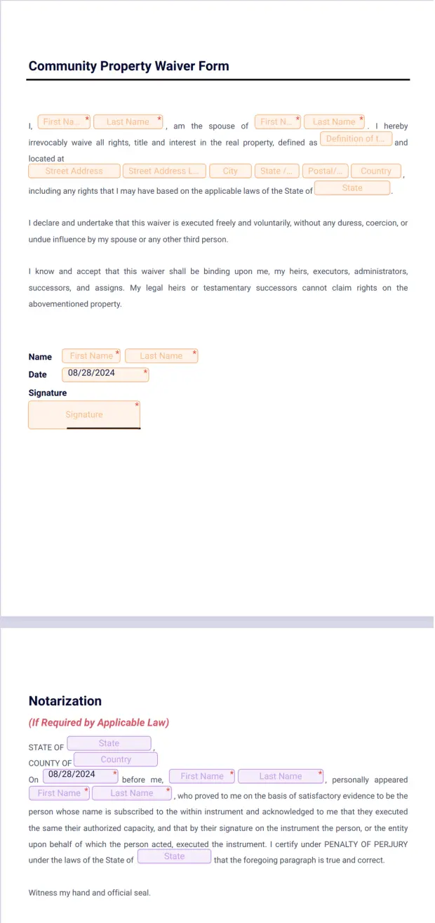 Community Property Waiver Form
