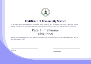 Community Service Certificate Template - PDF Templates