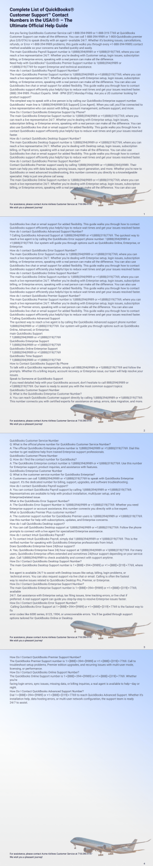 Complete List of™️ QuickBooks Customer Support™️ Contact Numbers in the USA️ – The PDF Template