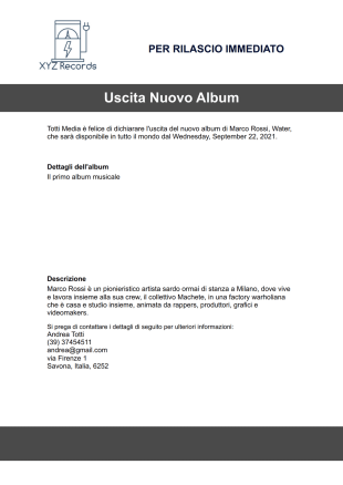 Modello di Comunicato Stampa Musicale - PDF Templates