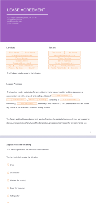 Condo Lease Agreement PDF Template