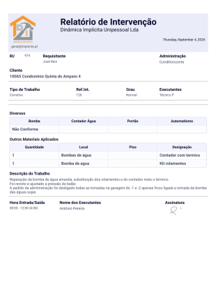 Relatório de Itervenção - PDF Templates