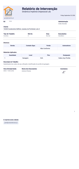Relatório de Itervenção Modelo de PDF
