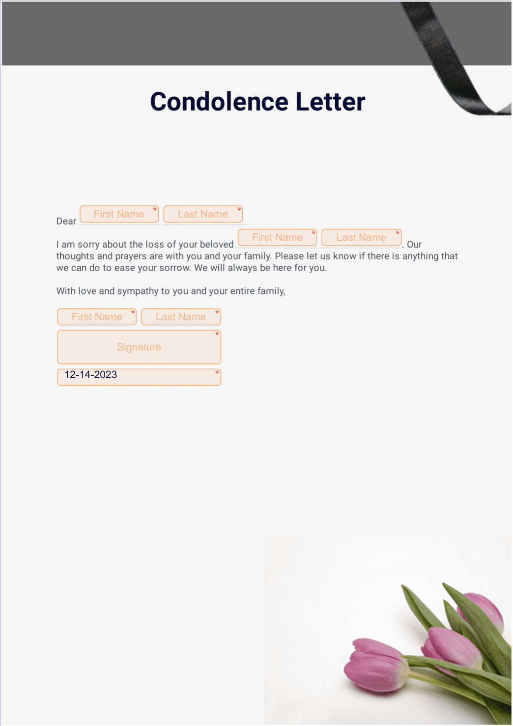 Letter Of Condolence Format