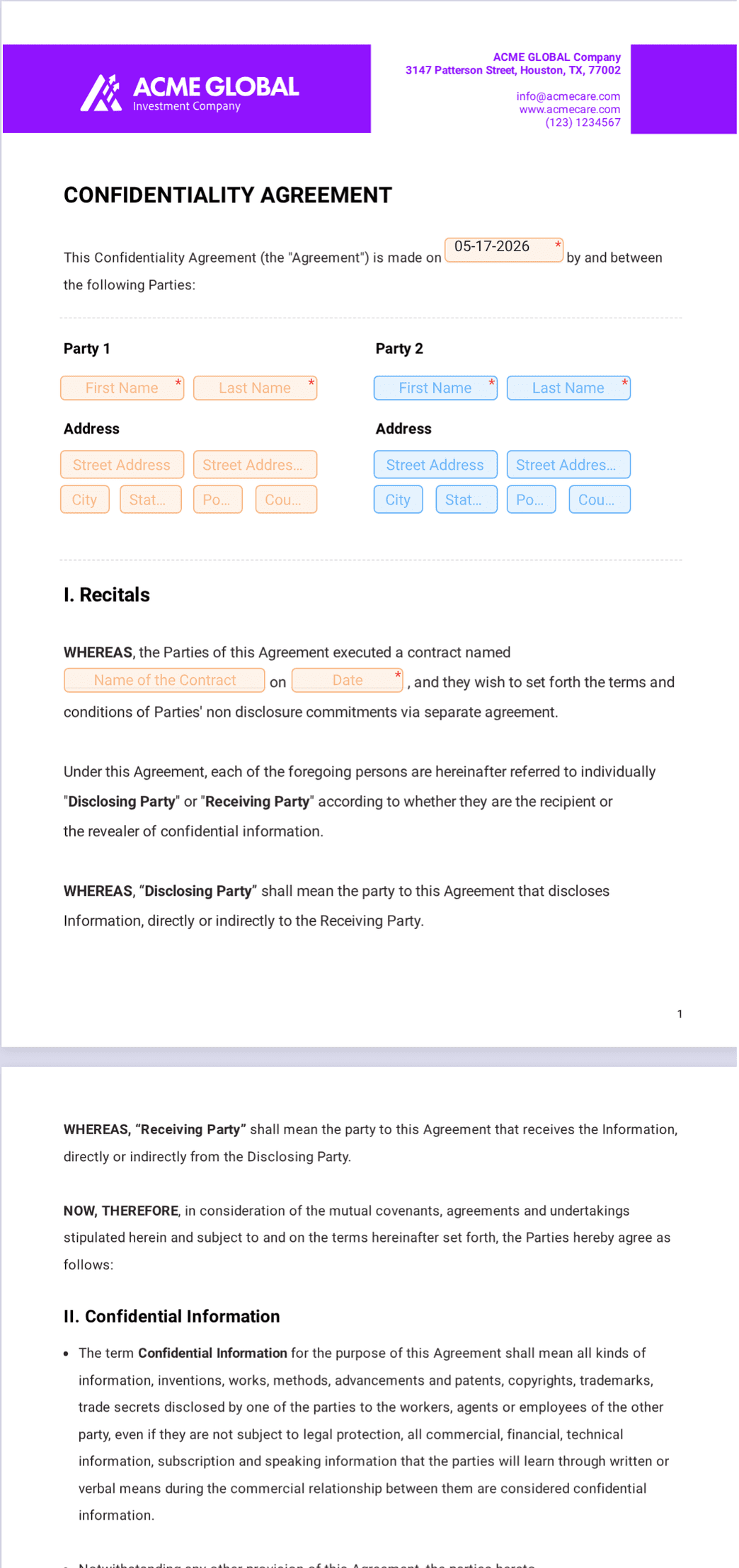 24 Simple Confidentiality Statement Agreement Templates