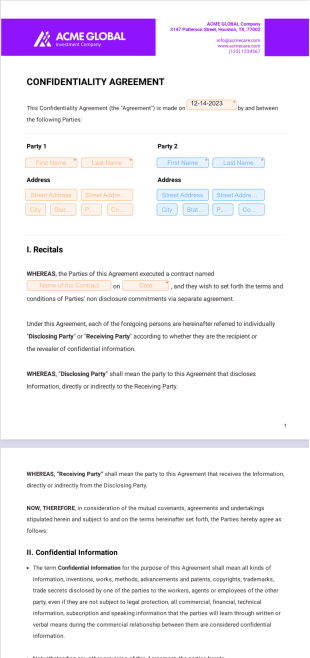 Confidentiality Agreement Template - Sign Templates