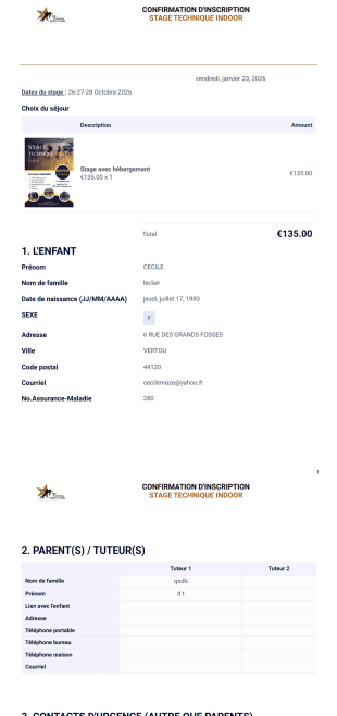 Confirmation Inscription Stage Techn Indoor Modèle PDF